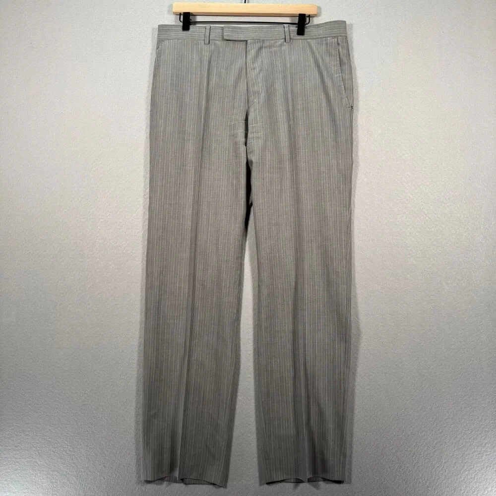Vintage Hugo Boss Pasolini‎ Movie Wool Suit Jacket Pants Mens 42R Gray Stripes